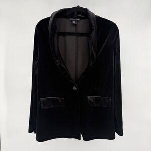Sincerely Jules Black Velvet Blazer Jacket Womens Medium Shawl Collar Pockets